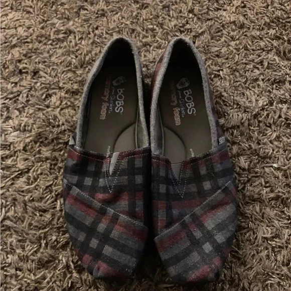 BOBS from Skechers Plaid Flats - Black and Red - Picture 1 of 1